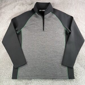 Criquet Quarter Zip Pullover Mens Medium Gray Black Contrast Stitch Performance
